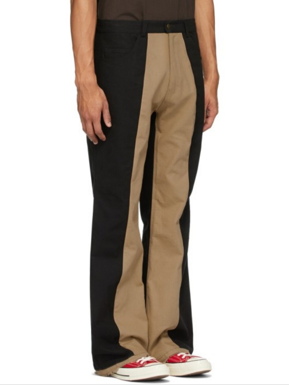Youths In Balaclava Cotton Trousers Men Slim Fit Size L Distressed Black Brown